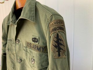 Named Vietnam OG - 107 Sateen Green Uniform Shirt Special Forces Airborne Ranger 5
