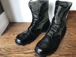 Vintage Ro - Search Military Size 7 1/2w Boots Canvas Leather Spike Protected