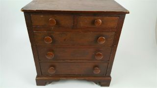 Antique Apprentice Piece Miniature Chest Of Drawers - Early 1800 