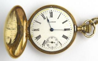 14k Gold Antique Model 1891 0s Seaside Waltham Pocket Watch - Ab - 3