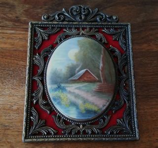 Vintage Metal Picture Frame Made In Italy With Painting By Betty Kelton