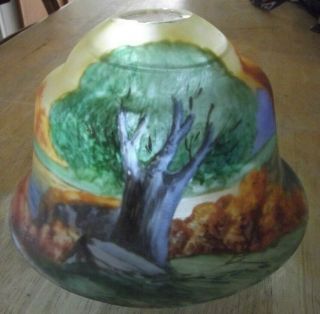 Antique Vintage Reverse Painted Large Glass Globe Lamp Shade 9 1/4 " W X 5 1/ " H