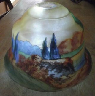 Antique Vintage Reverse Painted Large Glass Globe Lamp Shade 9 1/4 