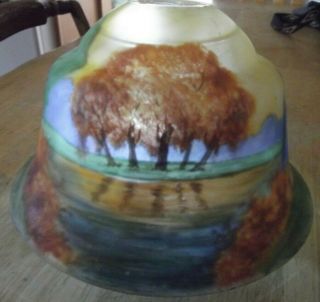 Antique Vintage Reverse Painted Large Glass Globe Lamp Shade 9 1/4 