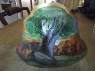 Antique Vintage Reverse Painted Large Glass Globe Lamp Shade 9 1/4 