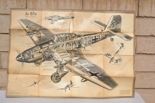 Rare British Wwii Air Ministry 1942 German Dive Bomber Stuka Junker 87 Poster