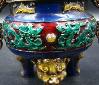 Handmade Carving Brass Cloisonne Coloured drawing Incense Burners dragon 2