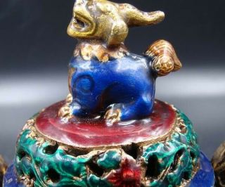 Handmade Carving Brass Cloisonne Coloured drawing Incense Burners dragon 3