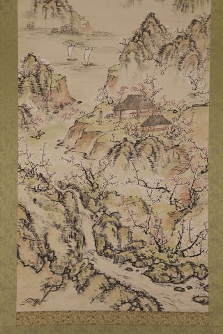 JAPANESE HANGING SCROLL ART Painting Sansui Landscape Asian antique E8034 5