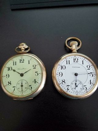 Vintage Waltham,  Hamilton Pocket Watches Set Of 2