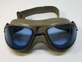 Htf Wwii An - 6530 Pilot Bomber Crew Flying Flight Goggles Air Corps Rare Blue