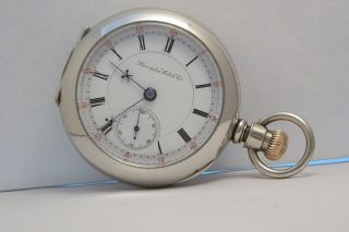 Early Hampden Springfield Mass.  " Railway " Pocket Watch In Dueber Stag Case