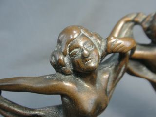 Rare Antique Hubley Bronzed Iron Nude In Clouds Bookends Art Deco Era 73 5