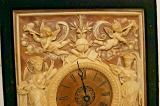 Unique Vintage 3D Cherub Angel Plaque Wall Clock Art Nouveau - Restoration needed 3