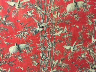 Important 19th Century French Exotic Bird/ Bamboo Cotton Toile Print (2109)