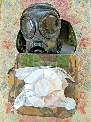 British Army S10 Gas Mask (size 1),  2 Filters (1 Foil Wrapped) & Good Haversack