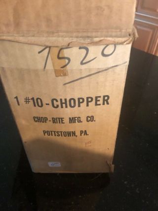 Chop - Rite 10 Vintage Meat Grinder With Box ' Pottstown,  PA ' 5