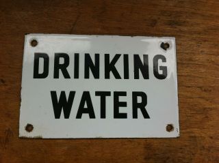 Decorative Antique Enamel Ware Sign - Drinking Water - 6 By 4 Inches
