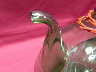 Vtg Italian Wine Decanter Cooler Carafe Green Hand Blown Glass w/ Ice cooler 11 