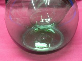 Vtg Italian Wine Decanter Cooler Carafe Green Hand Blown Glass w/ Ice cooler 11 