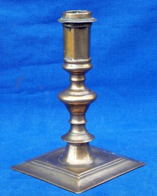 17th Century French Bronze Massive Knopped Socket Candlestick Circa 1650