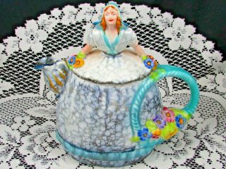 Royal Crown Germany Dutch Girl Flower Basket Handle Teapot