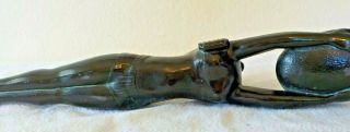 Vintage 1920 ' s 1930 Art Deco Egyptian cast iron black laying lady incense burner 6