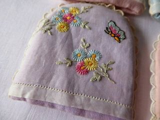 VINTAGE HAND EMBROIDERED EGG COSIES/COVERS X4.  HAND EMBROIDERED ORGANZA 6