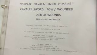 CIVIL WAR SWORD ID D 1ST MAINE CAVALRY AMES WOUNDED,  DIED OF WOUNDS 8