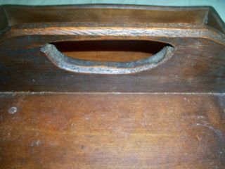 PRIMITIVE ANTIQUE WOODEN TOOL CARRIER KNIFE BOX TRAY TOTE HANDLE DOVETAILOLD 5