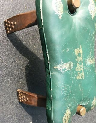 Vintage Antique Camel Saddle Ottoman Stool w/ Leather Pad 3