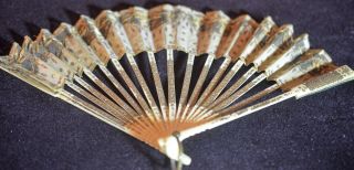 75 Off Antique Early 19 C French Silk Fan Gold Colored Hand Painted Rr575