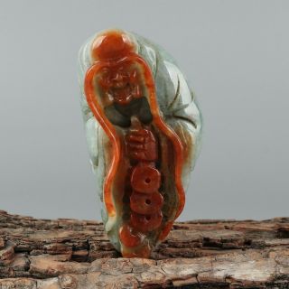 Chinese Exquisite Hand - Carved Jadeite Jade Luohan Pendant Statue