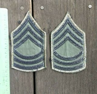 US Army Sergeant Rank Chevron patch pair Subdued Vietnam 2
