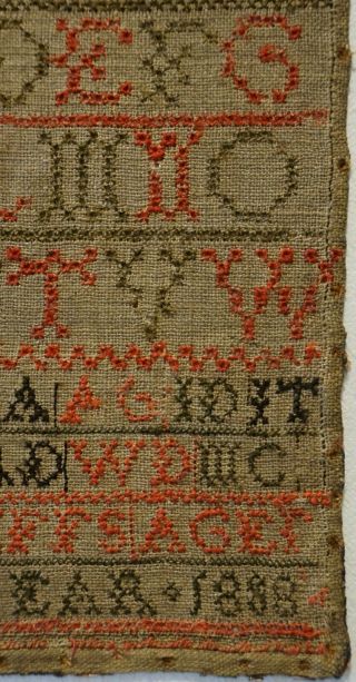 EARLY 19TH CENTURY ALPHABET & FAMILY INITIALS SAMPLER BY ANNA DUFFS AGED 9 1808 7