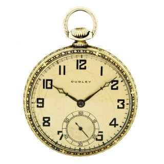 Dudley Model 2 14k Gold Display Back Masonic Skeleton Pocket Watch 19j