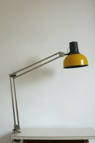 Vintage Mid Century Yellow & Chrome Architects Surface Lamp By Lival Finland
