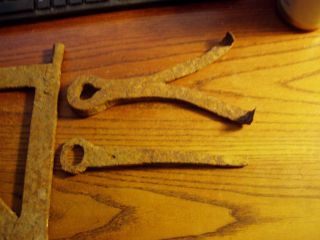 Antique Small Hand Forged FIREPLACE CRANE OR SIGN HOLDER with mounts 4