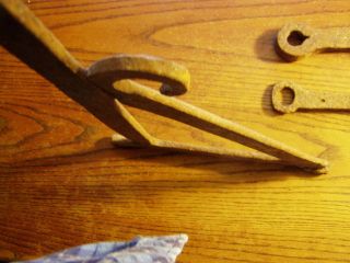 Antique Small Hand Forged FIREPLACE CRANE OR SIGN HOLDER with mounts 6