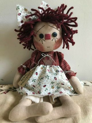 Primitive Raggedy Ann Ladybug & Rusty Flower Basket Annie 3