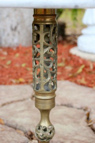 Vintage Marble Top Pedestal Table Brass Base Plant Stand 8