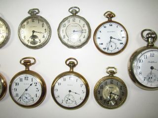 11 Antique Pocket Watches South Bend,  Elgin,  Waltham 3