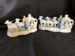 Set Of 2 Vintage Porcelain Carriage