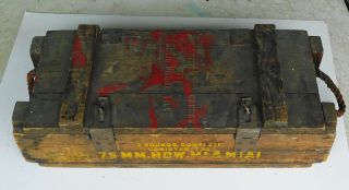 75mm Howitzer M1 M1a1 Wwii Wooden Ammo Box (2)