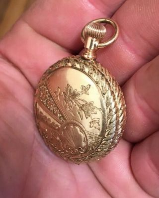 Antique 1906 Elgin 15j Gold Pocket Watch Mascot Case Grade 318 Hunting