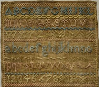 SMALL LATE 19TH CENTURY WELSH ALPHABET & MOTIF SAMPLER BY E.  REYNISH - 1885 2