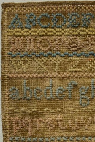 SMALL LATE 19TH CENTURY WELSH ALPHABET & MOTIF SAMPLER BY E.  REYNISH - 1885 4