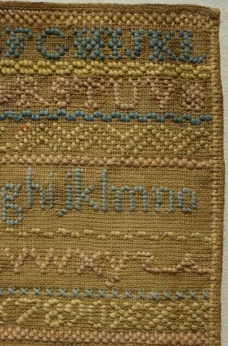 SMALL LATE 19TH CENTURY WELSH ALPHABET & MOTIF SAMPLER BY E.  REYNISH - 1885 5