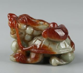 Chinese Exquisite Hand - Carved Dragon Turtle Carving Jadeite Jade Pendant