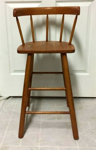 Vintage Antique Child Baby Solid Wood Windsor Style High Chair -